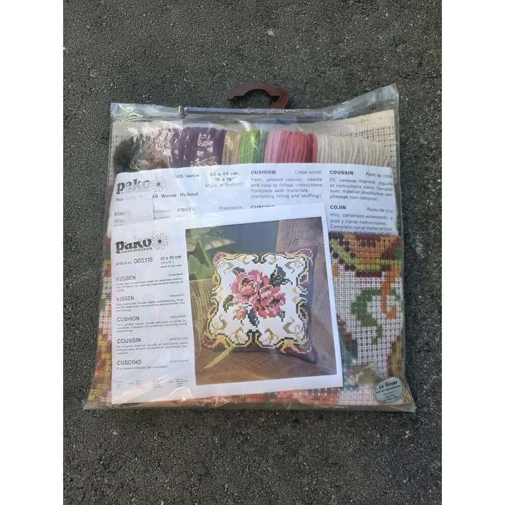 Pako Floral Rose Cross Stitch Cushion Kit 16x16 Made in Holland 003118
